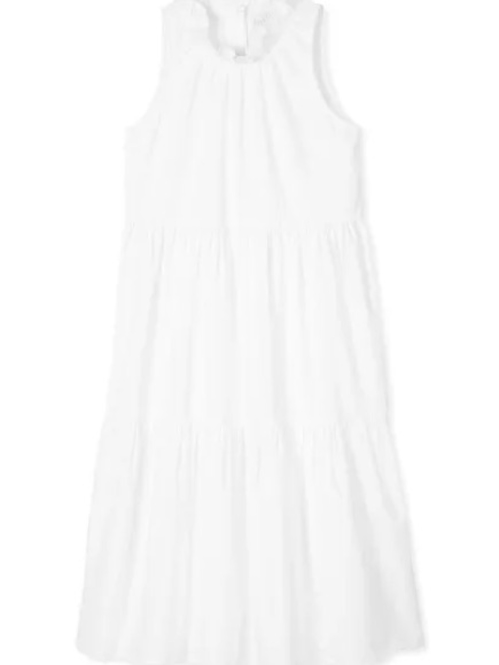 LAKE white poplin dress with neck ruffle